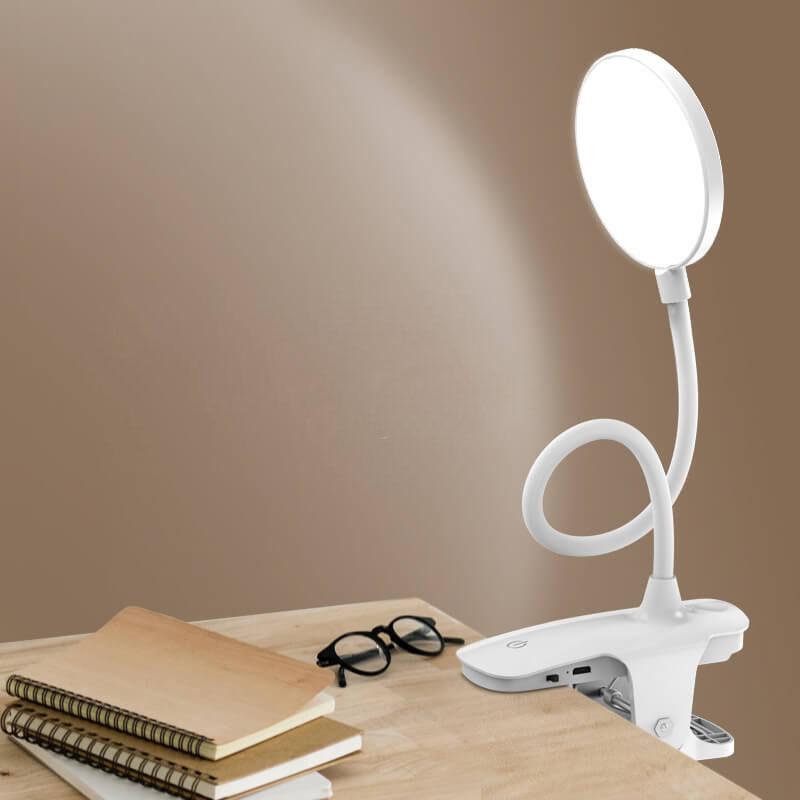 Prosta Lampa Biurkowa LED z Klipsem, Ładowana, Ochrona Wzroku, Nocna Lampa