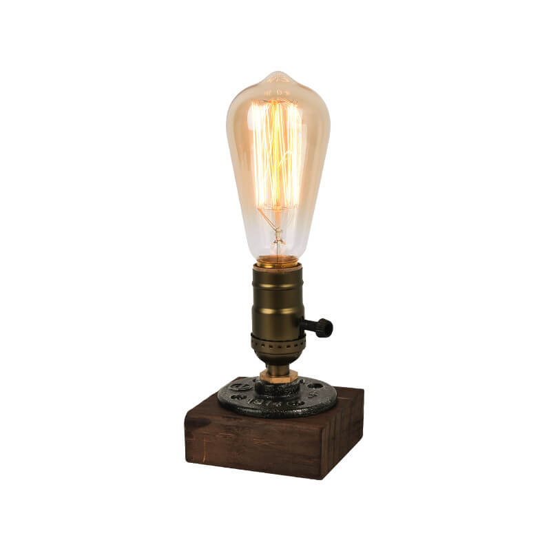 Vintage Industrial Iron Light Bulb 1-Light Table Lamp