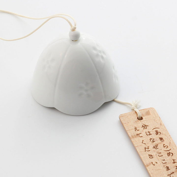 Japońskie ceramiczne dzwonki, dzwonki sakura, dzwonki do ogrodu, dekoracja przestrzeni życiowej, białe