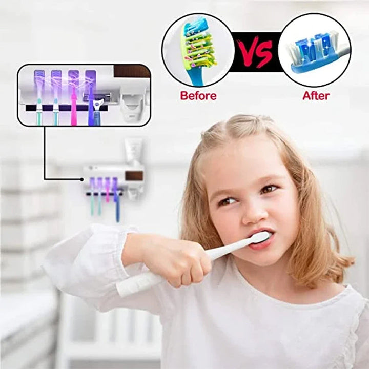 Inteligentny Sterylizator UV na Szczoteczki do Zębów, Montowany na Ścianie Dyspenser do Past do Zębów