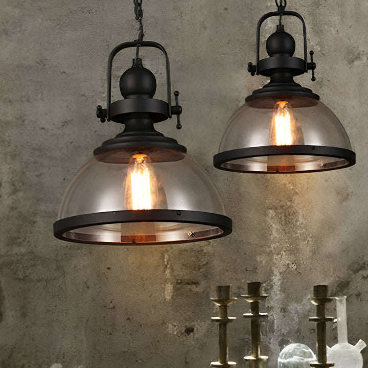 Antyczny szklany żyrandol retro industrialny lampa sufitowa