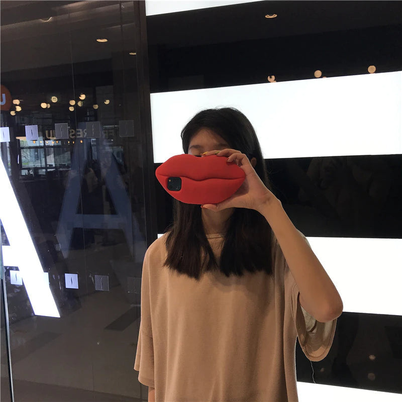3D Duża Czerwona Warga Usta Całus Miękka Silikonowa Etui na iPhone&