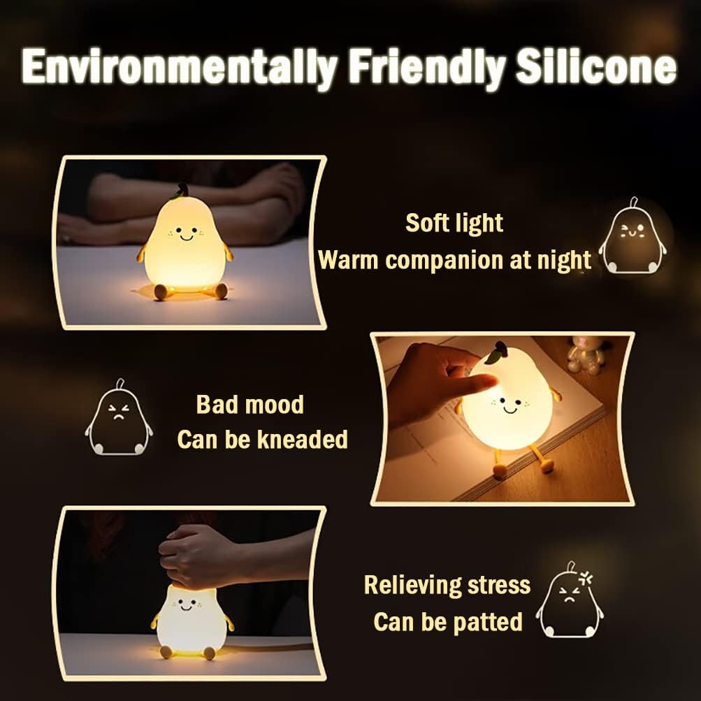Elegancka Lampa Nocna PearGlow z Ładowarką USB i Ciepłym Białym Światłem