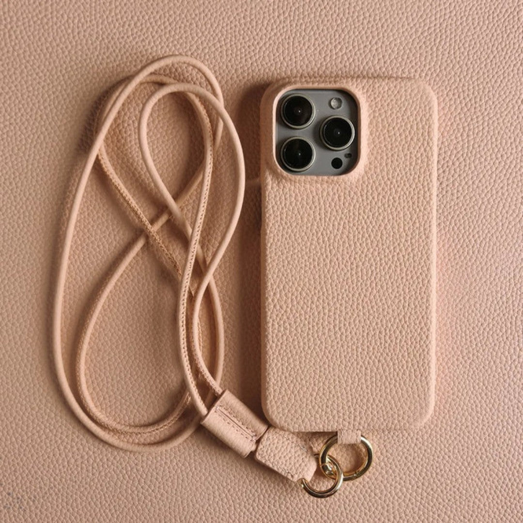 Etui na telefon z prawdziwej skóry z paskiem na ramię