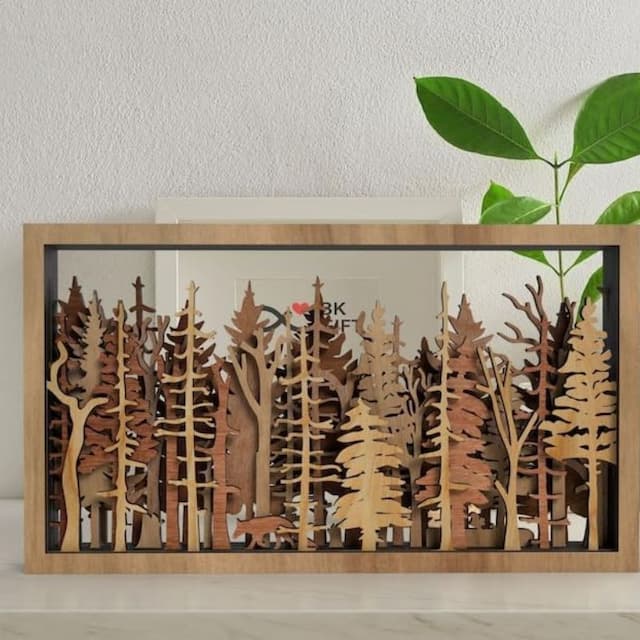 Dekoracja Ścienna - WoodForrest 3D - Czarująca Scena Leśna - Lis i Cień Drzewa