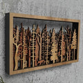 Dekoracja Ścienna - WoodForrest 3D - Czarująca Scena Leśna - Lis i Cień Drzewa