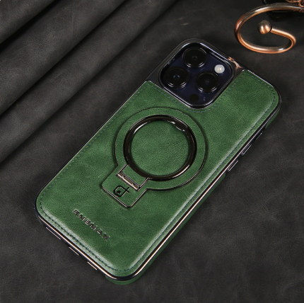 Luksusowy Skórzany Niewidoczny Etui na iPhone z Podstawą