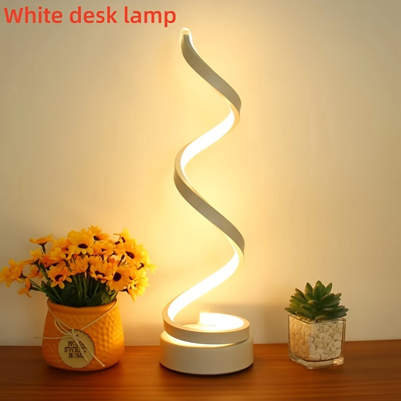 Nowoczesna Lampa Stołowa Spiralna – Kreatywna Lampa LED na Biurko z Łagodnym Ciepłym Światłem, Idealna do Sypialni, Salonu i Dekoracji Biura