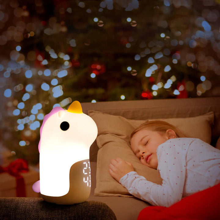 Unilora DreamLight Zegar Budzik | Design jednorożca | Timer i LED Nocna Lampa | Dekoracja do Pokoju Dziecięcego