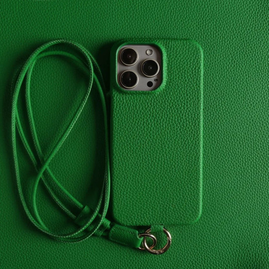 Etui na telefon z prawdziwej skóry z paskiem na ramię