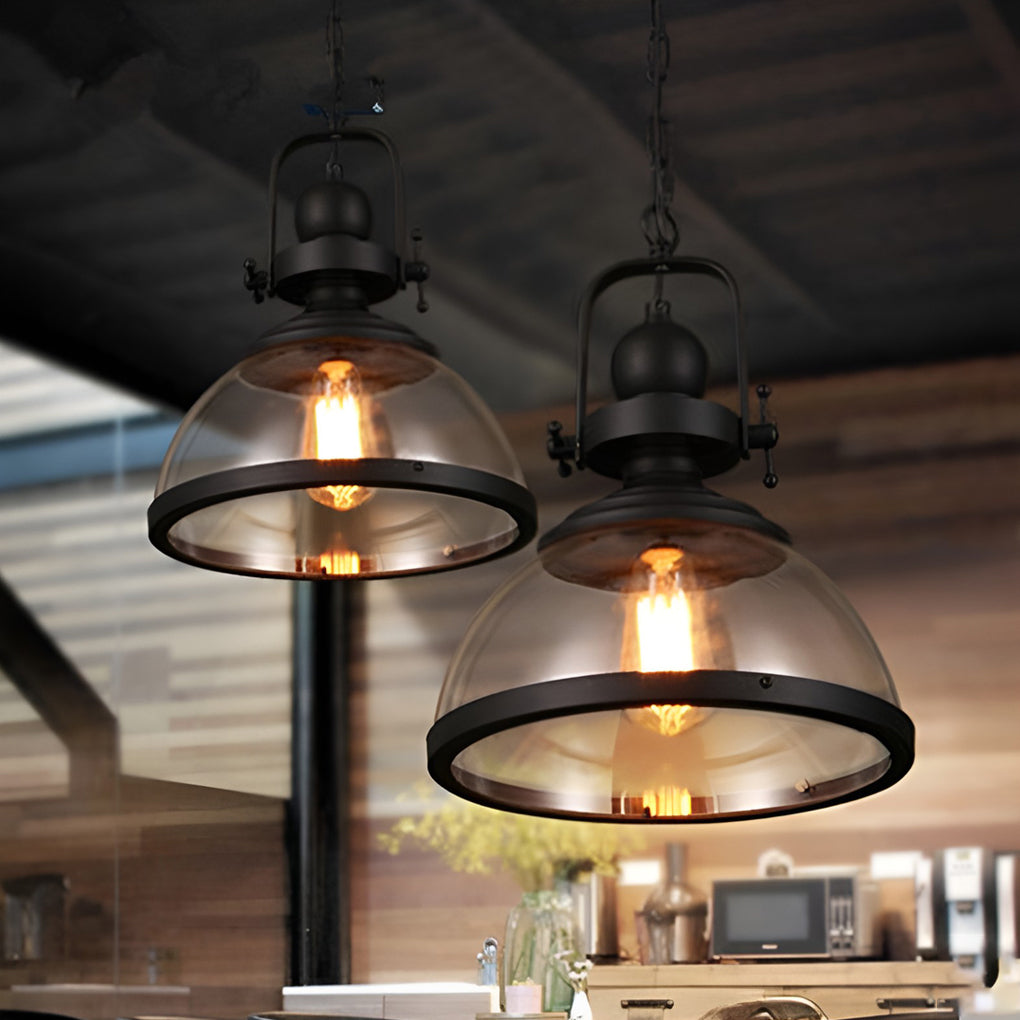 Antyczny szklany żyrandol retro industrialny lampa sufitowa