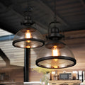 Antyczny szklany żyrandol retro industrialny lampa sufitowa