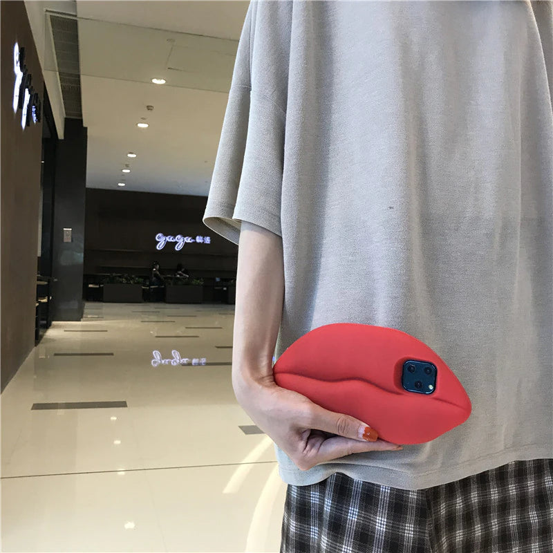 3D Duża Czerwona Warga Usta Całus Miękka Silikonowa Etui na iPhone&