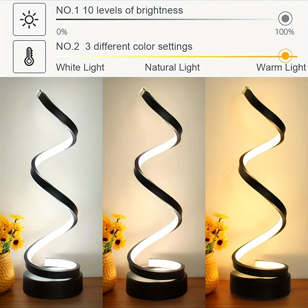 Nowoczesna Lampa Stołowa Spiralna – Kreatywna Lampa LED na Biurko z Łagodnym Ciepłym Światłem, Idealna do Sypialni, Salonu i Dekoracji Biura