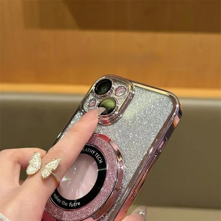 Etui na telefon z brokatowym stojakiem magnetycznym