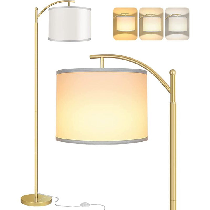 Lampa podłogowa z żarówką LED o 3 temperaturach barwowych, wysoka lampa przemysłowa do czytania do sypialni, biura, z białym kloszem w zestawie