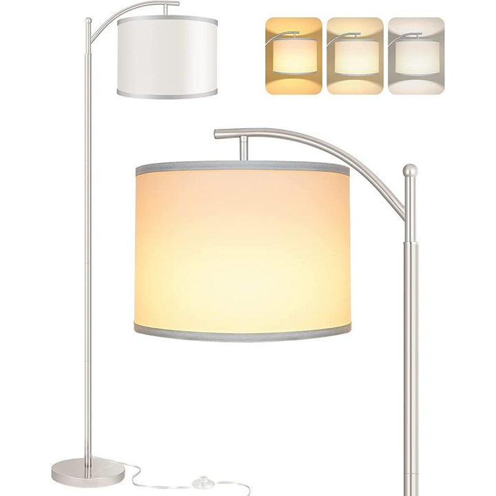 Lampa podłogowa z żarówką LED o 3 temperaturach barwowych, wysoka lampa przemysłowa do czytania do sypialni, biura, z białym kloszem w zestawie