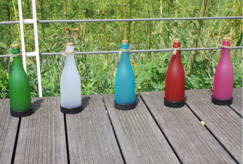 5-częściowe solarne światło do butelek wina, dekoracja na zewnątrz, plastikowe LED, światło wiszące