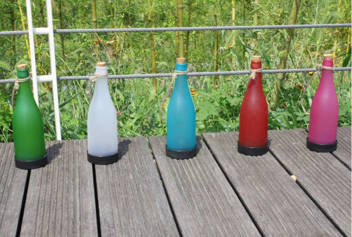 5-częściowe solarne światło do butelek wina, dekoracja na zewnątrz, plastikowe LED, światło wiszące