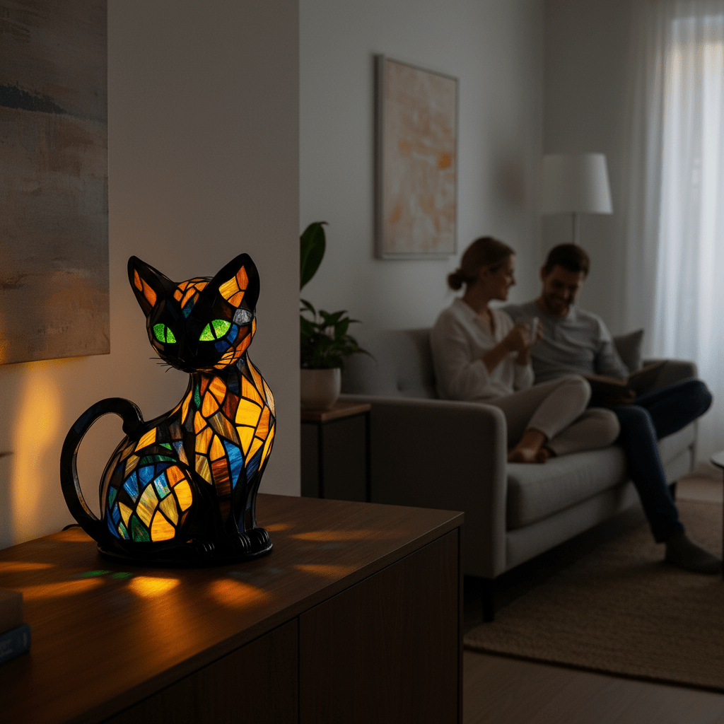 Zabawna LEDowa Lampka Nocna dla Kota z Miękkim Ambientowym Światłem