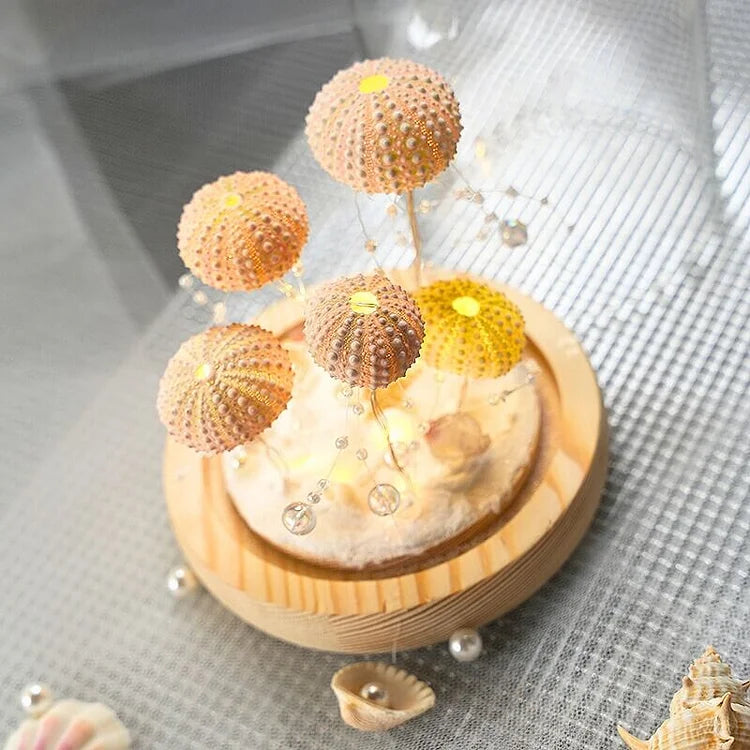 LumiCraft – Unikalna lampa stołowa DIY z naturalną muszlą jeżowca dla przytulnego wystroju