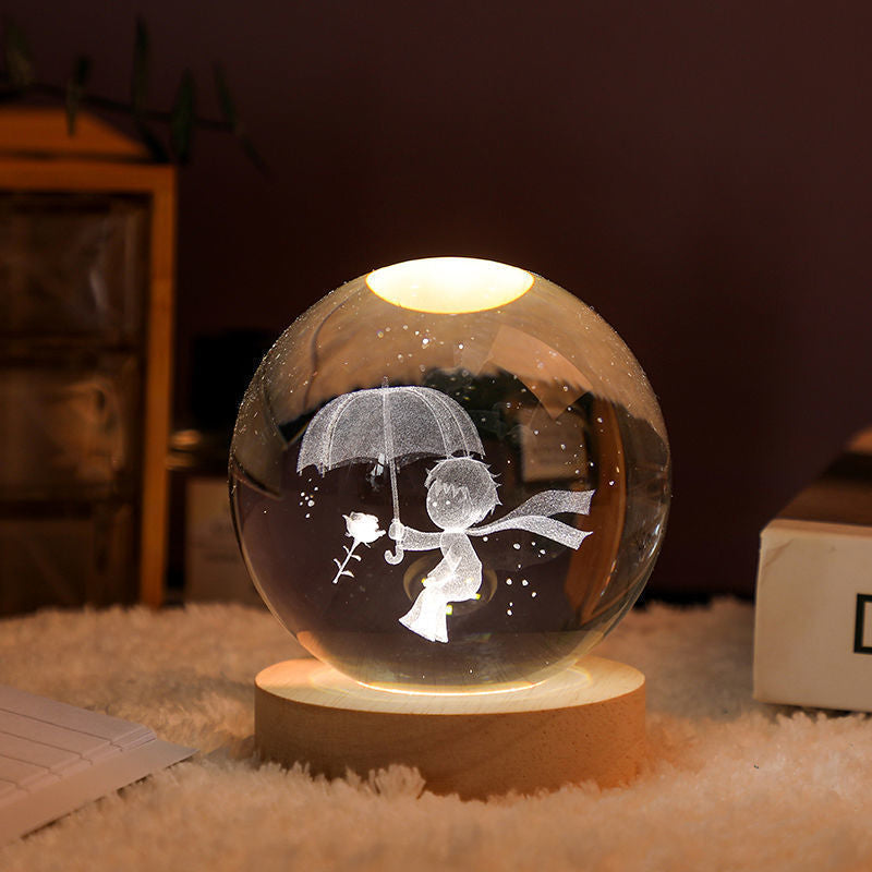 Świecąca Kula Kryształowa Nocna Lampa