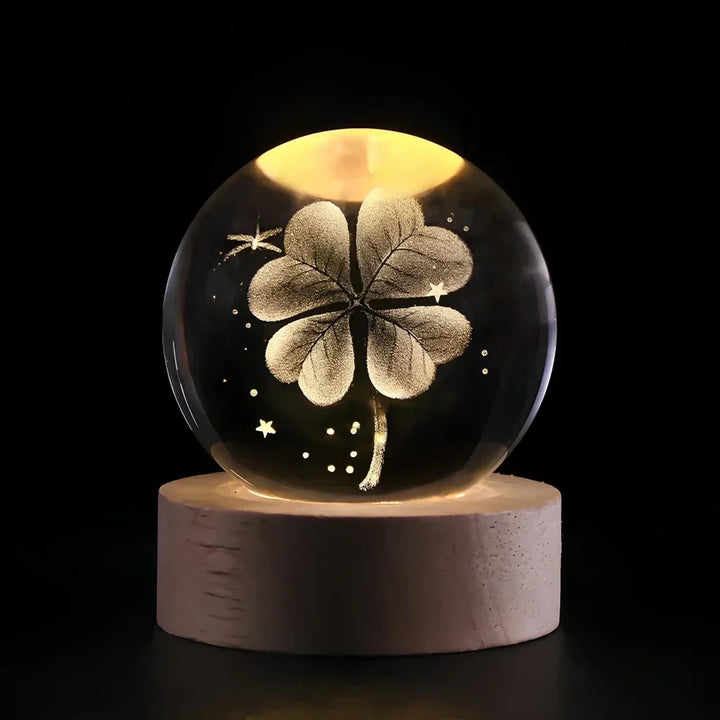LED Nocna Lampa z Kryształową Sferą 3D