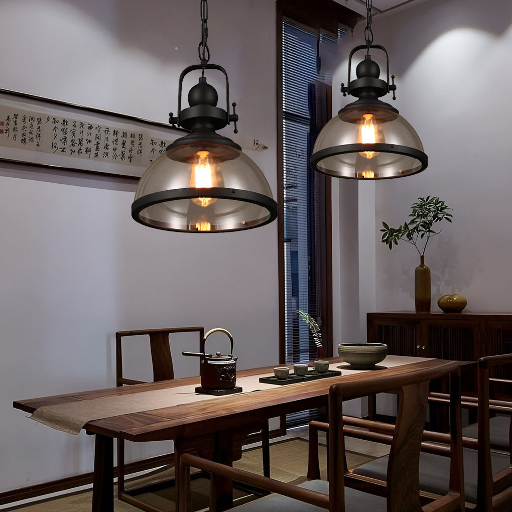 Antyczny szklany żyrandol retro industrialny lampa sufitowa