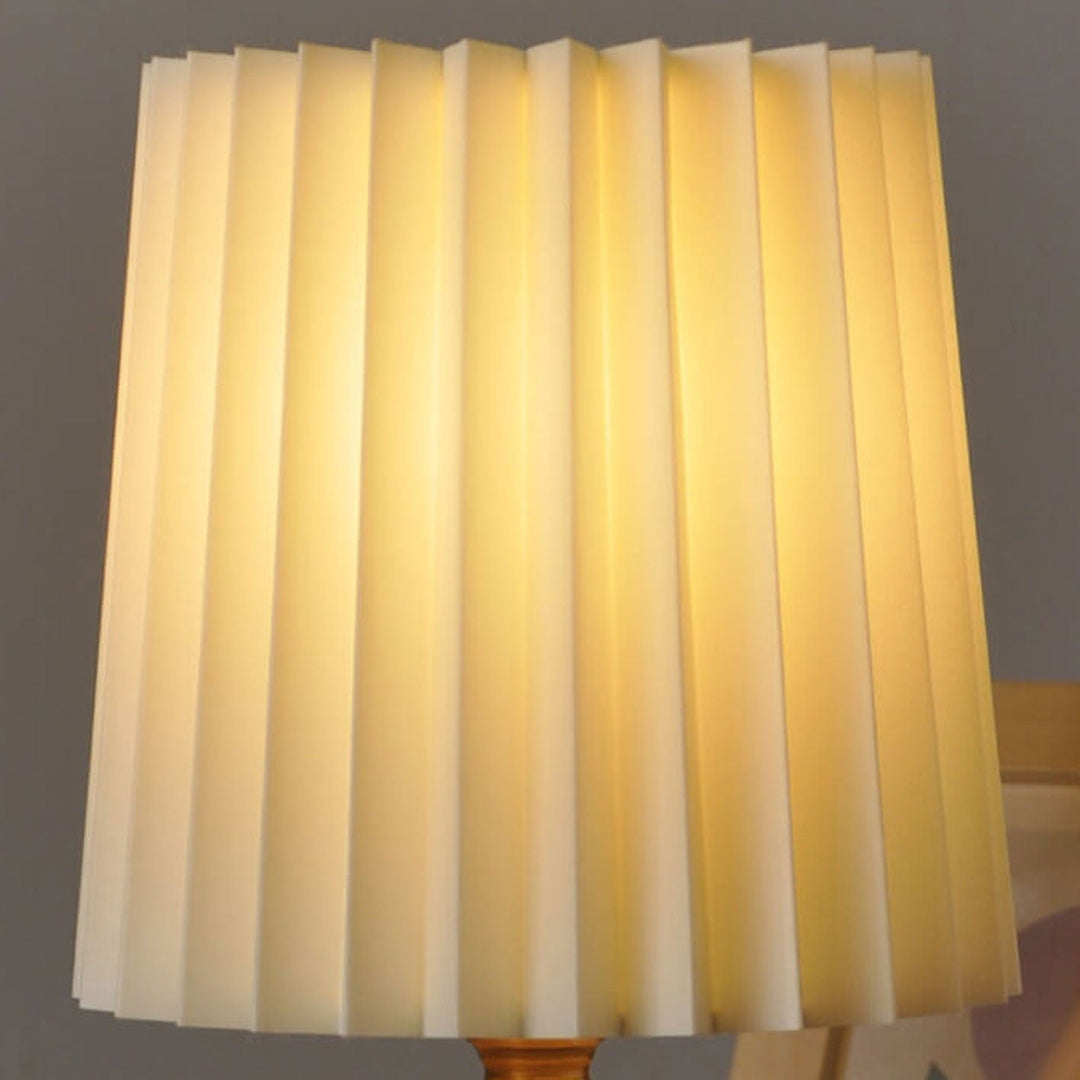 Vintage Koreańska Pleciona Kolumna Lampa Stołowa z Solidnym Drewnianym Stojakiem 1-Świetlna