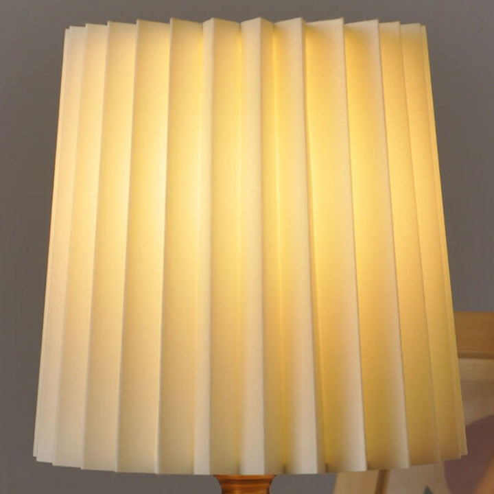Vintage Koreańska Pleciona Kolumna Lampa Stołowa z Solidnym Drewnianym Stojakiem 1-Świetlna
