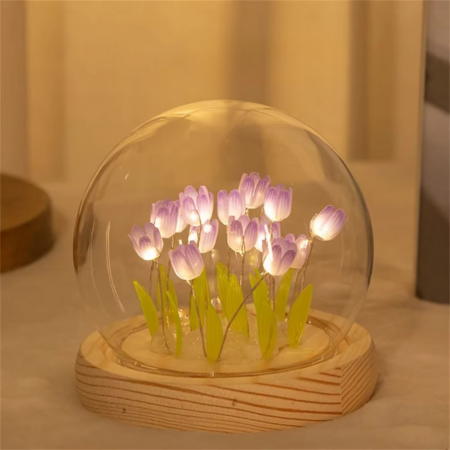 Ręcznie robiona sztuczna lampa nocna LED w kształcie tulipana do sypialni i dekoracji prezentowej