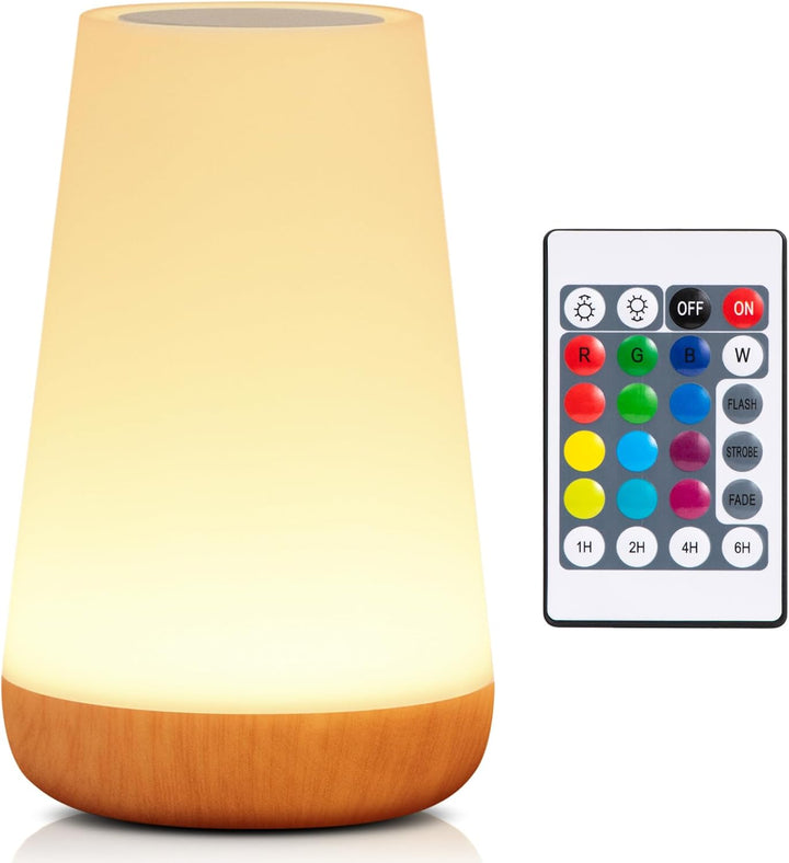 Lampka nocna, LED dotykowa lampa nocna na stolik, 13 kolorów RGB zmieniających się