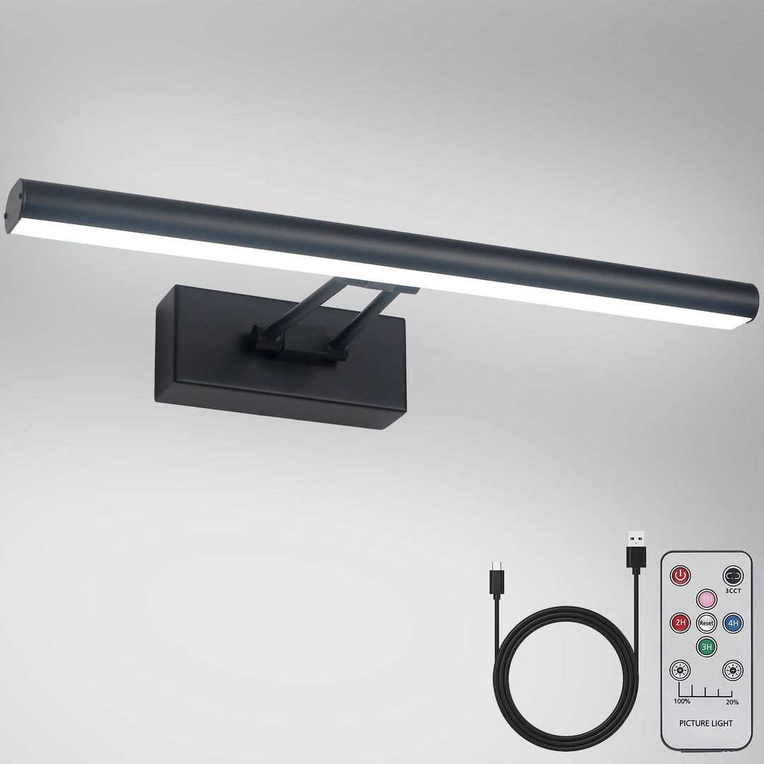 Oświetlenie Obrazów Howmzon, 13.5" Oświetlenie Sztuki, Czarna Lampa do Obrazów na Baterie, 3Cct, Bezprzewodowe Lampy do Obrazów z Pilotem, Światło nad Ramą Obrazową do Malowania na Ścianie (Czarna)