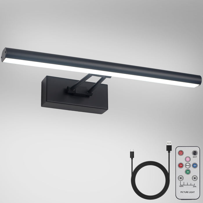 Oświetlenie Obrazów Howmzon, 13.5" Oświetlenie Sztuki, Czarna Lampa do Obrazów na Baterie, 3Cct, Bezprzewodowe Lampy do Obrazów z Pilotem, Światło nad Ramą Obrazową do Malowania na Ścianie (Czarna)