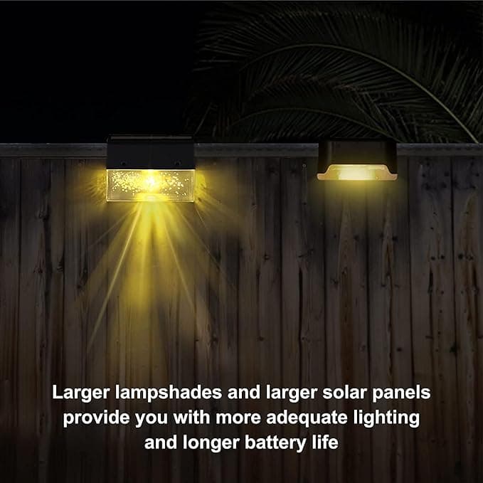 Zestaw 4 Sztuk Lamp Solarowych na Taras, Solarne Lampy Schodowe na Zewnątrz, Ciepła Biała/Zmienna Kolorowa Lampa Solarowa na Płot do Ogrodu