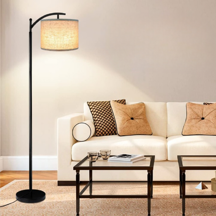 Lampa podłogowa z żarówką LED o 3 temperaturach barwowych, wysoka lampa przemysłowa do czytania do sypialni, biura, z białym kloszem w zestawie