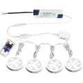 Linkowalne LED światło podszafkowe Aiboo, zasilane stałym prądem 12V, smukłe, aluminiowe, ściemniane, z pilotem do oświetlania szafek (4 światła, białe światło dzienne, bez adaptera ściennego)