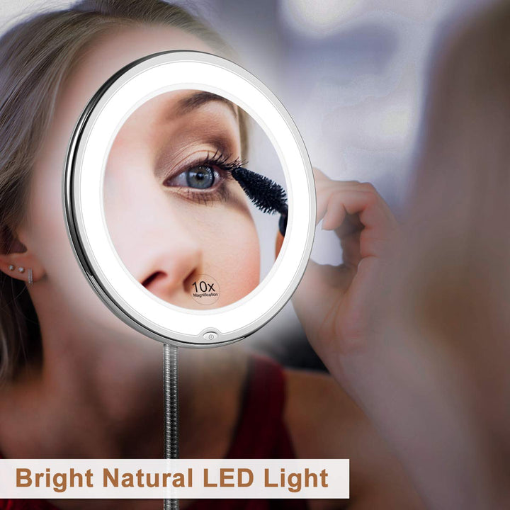 Lustro powiększające ReflectFlex LED z elastycznym ramieniem | Powiększenie 10x | LED w świetle dziennym | Lustro kosmetyczne