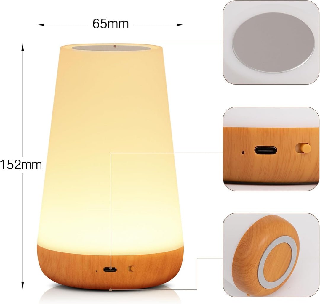 Lampka nocna, LED dotykowa lampa nocna na stolik, 13 kolorów RGB zmieniających się