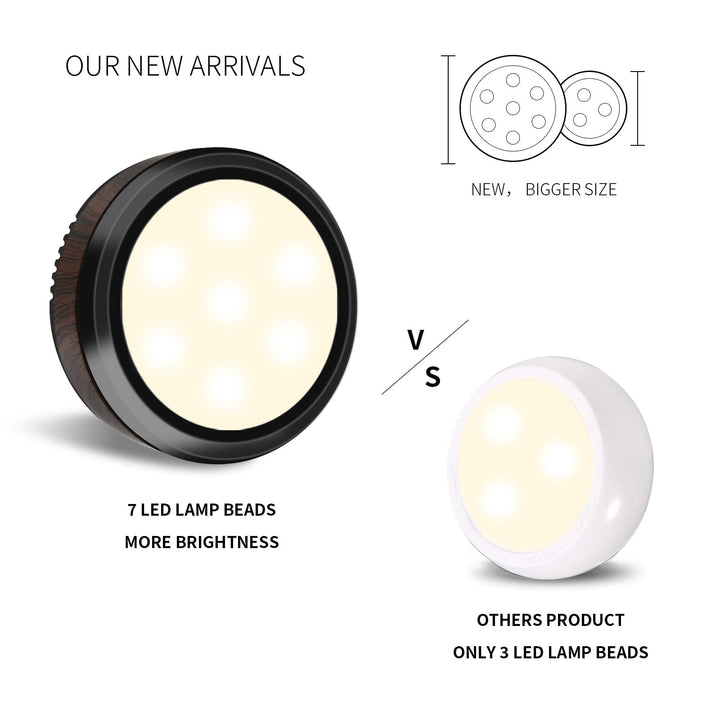 Lampka LED Puck z pilotem zdalnego sterowania LEASTYLE, dimmowalna, zasilana bateriami lampka pod szafkę - 6 sztuk Natural White