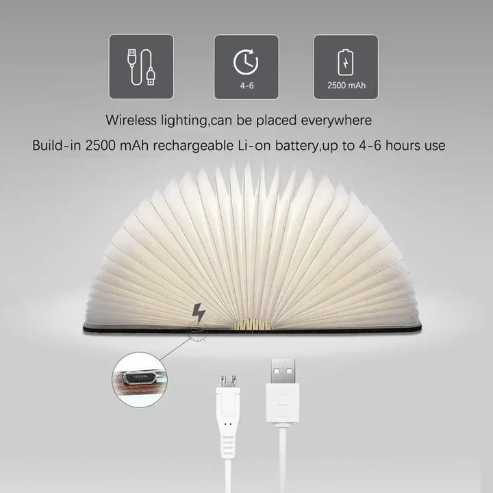 Lampa Książkowa LED Składana – Unikalny i Nietypowy Pomysł na Prezent dla Miłośników Książek, Idealna do Kącików Czytelniczych lub Na Stolikach Nocnych | Kreatywna i Kompaktowa Lampa Nocna