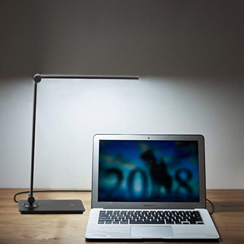 Lampka biurkowa LED, lampka biurkowa z dotykowym sterowaniem z 3 poziomami jasności, ściemniana lampka biurowa z regulowanym ramieniem, składana lampka na biurko do sypialni, stolika nocnego, biura