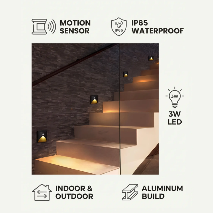 LuminiPath - Wodoodporna Lampa Ścienna IP65 - Lampa Ścienna do Użytku Wewnętrznego i Zewnętrznego - Lampa Ścienna LED z Czujnikiem Ruchu