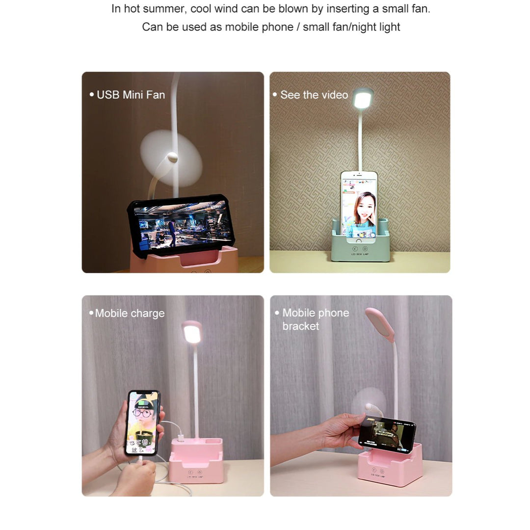 Lampa biurkowa z uchwytem na telefon