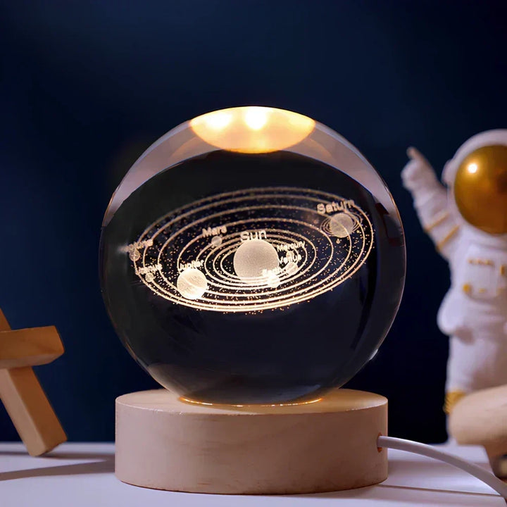LED Nocna Lampa z Kryształową Sferą 3D