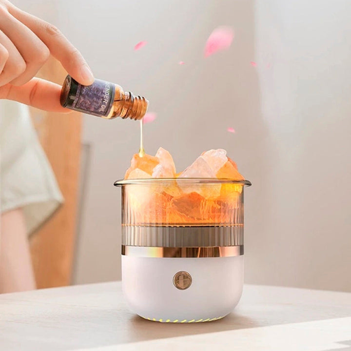 SereniGlow Kryształowy Nawilżacz Powietrza | USB Dyfuzor Aromatyczny – Lampa Nocna &amp; Oczyszczacz Powietrza – Do Relaksu, Ulgi w Stresie i Poprawy Jakości Powietrza