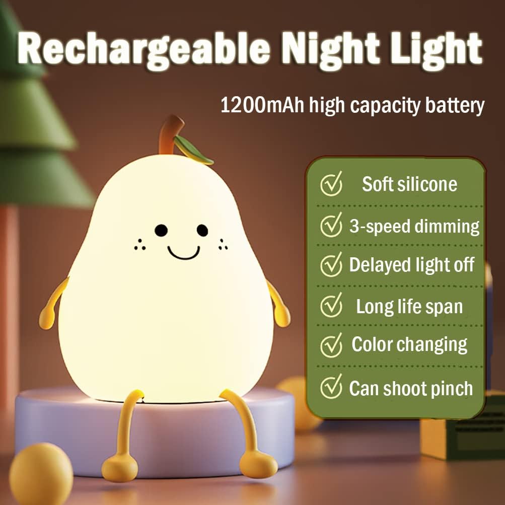 Elegancka Lampa Nocna PearGlow z Ładowarką USB i Ciepłym Białym Światłem