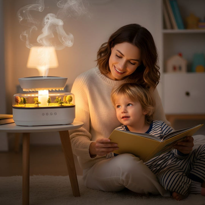 Ulga w Suchym Powietrzu – Cicha LED Lampa Nocna – Ukojenie dla Skóry i Oddychania – Spokojny Relaksujący Sen dla Domu i Sypialni
