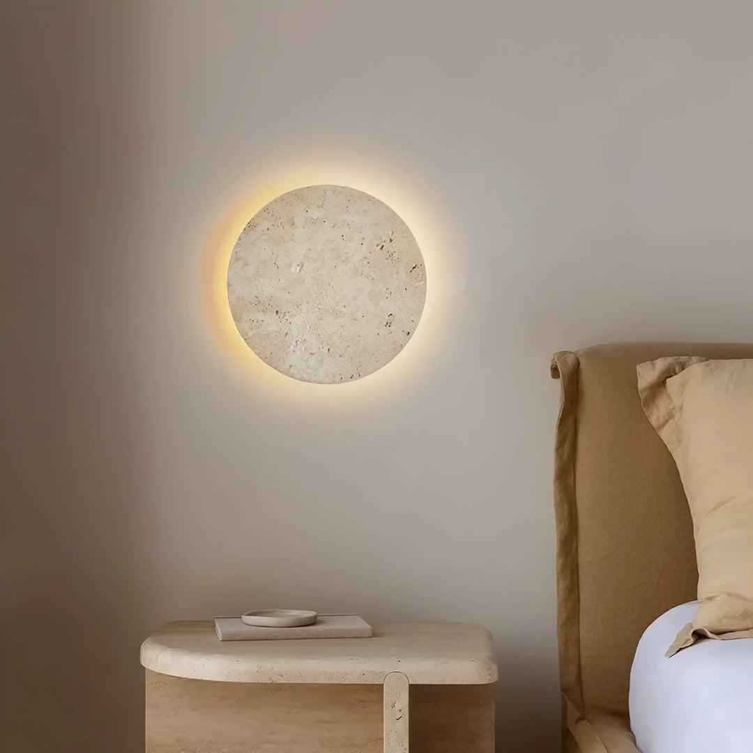 TerraLume – Okrągła Lampa Ścienna z Kamienia