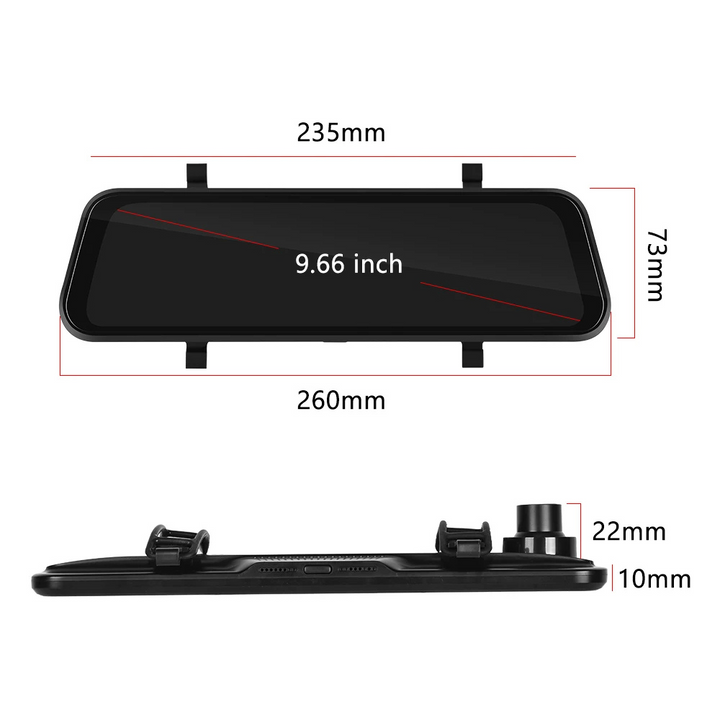 VisionMirror Pro – Lusterko samochodowe Ultra HD z kamerą i bezprzewodowym CarPlay oraz Android Auto